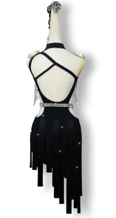 社交ダンス用アシンメトリードレス（黒・白）