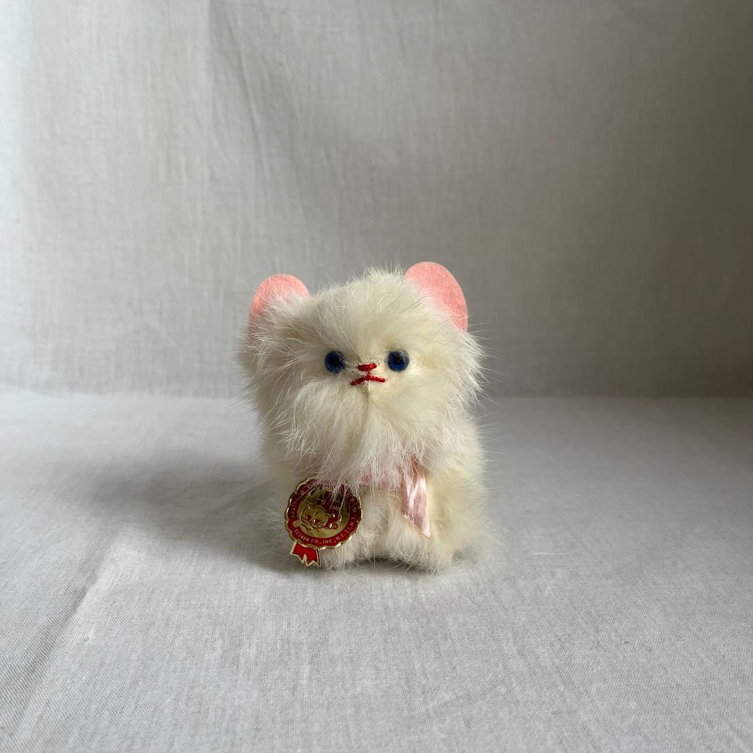 アンティーク　白ねこ　ぬいぐるみ