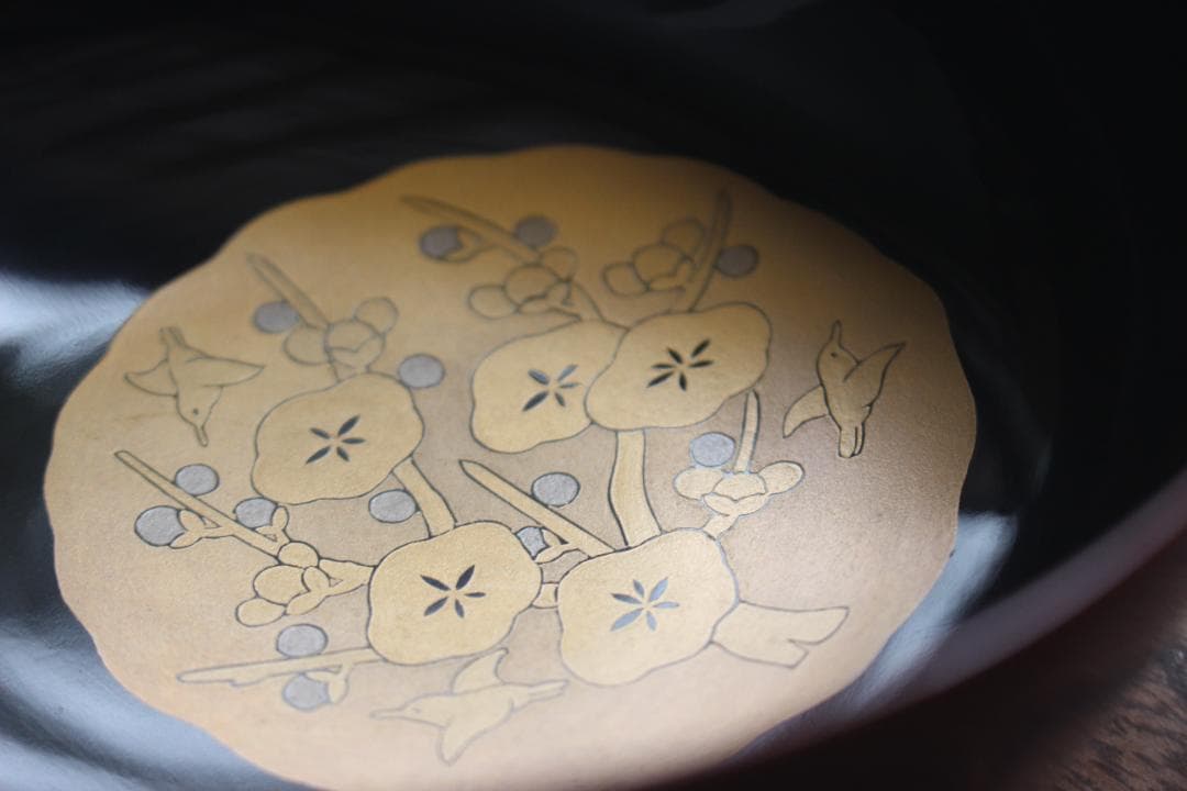 極小傷あり！極上紅溜塗にモダン松竹梅蒔絵のお椀2点（検輪島塗京塗蒔絵椀雑煮椀