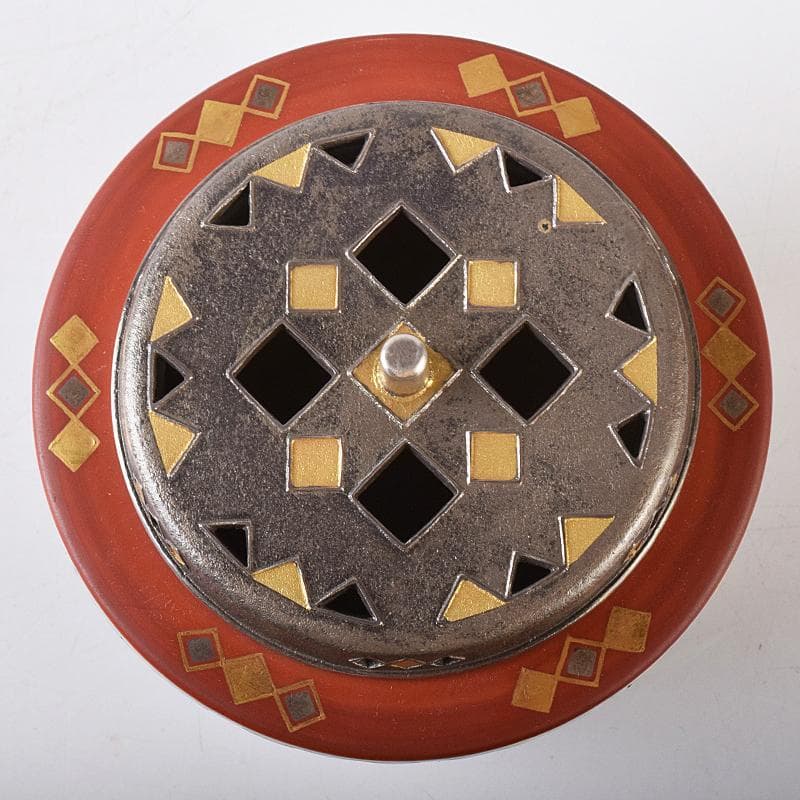 九谷焼　北出不二雄監　倣富本憲吉　富本陶　辻本勇　香炉　銀火屋　共箱　R8455