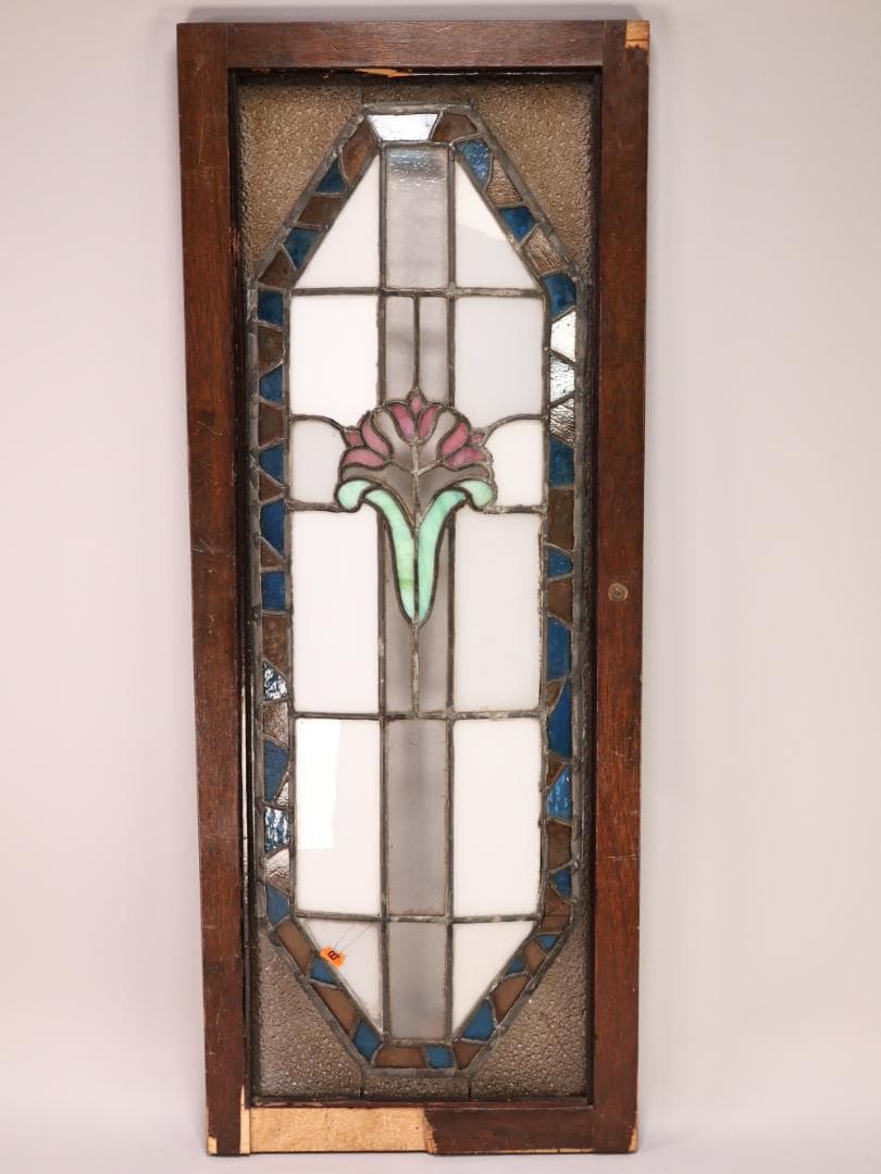 BK446　明治　大正　アンティーク　ステンドグラス　扉　ダイヤカットガラス