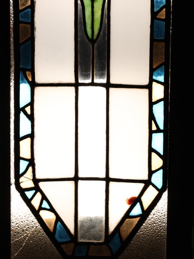 BK446　明治　大正　アンティーク　ステンドグラス　扉　ダイヤカットガラス