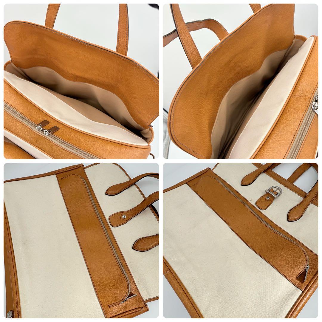 オロビアンコ ガーメントバッグ レザー×キャンバス キャメル スーツキャリー仕様