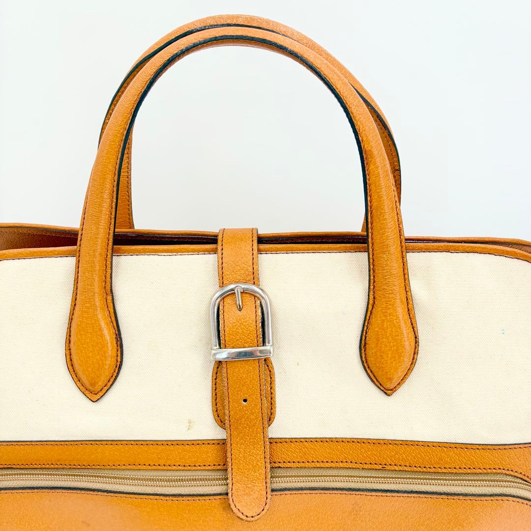 オロビアンコ ガーメントバッグ レザー×キャンバス キャメル スーツキャリー仕様