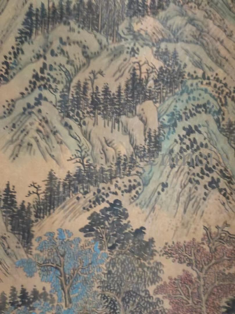 中国古美術 明代 文徴明作款 山水図 青門山上居 水墨画 掛軸絹本 三尺 手描き