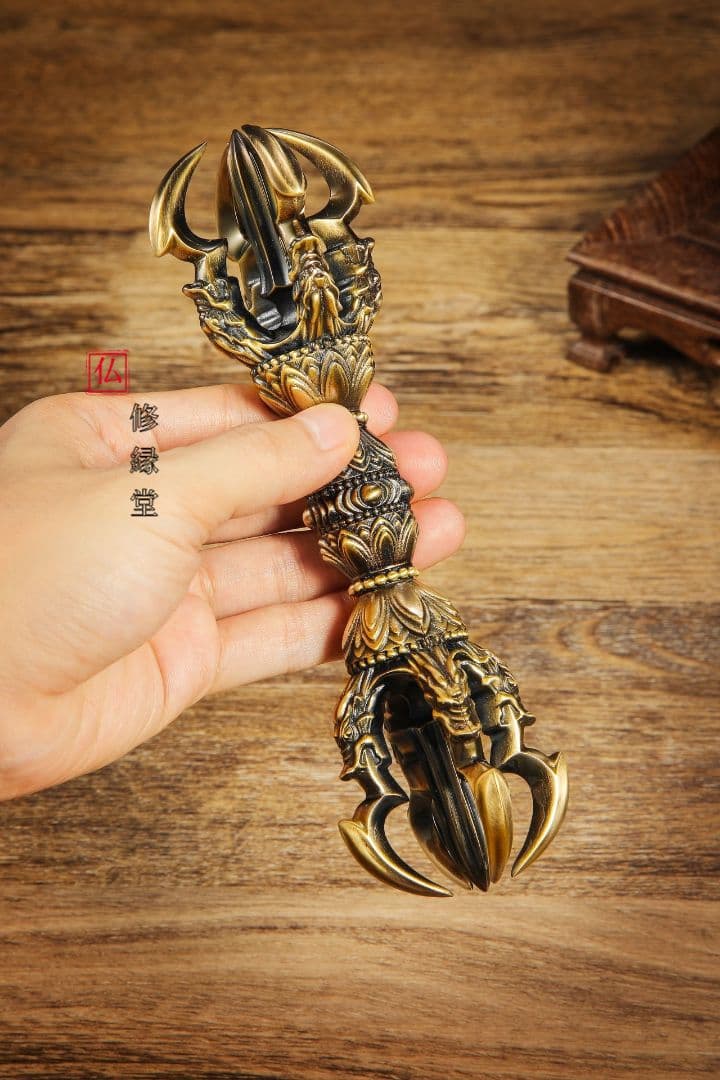 【修縁堂】五大明王密教法具真言宗法器 金剛盤 金剛五鈷杵三鈷杵 独鈷杵 五点セッ