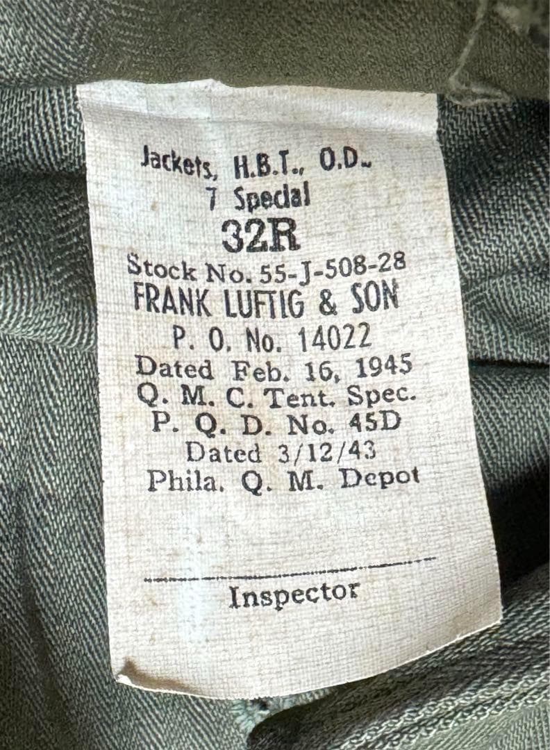 米軍 実物 M-43 HBT ジャケット 32R