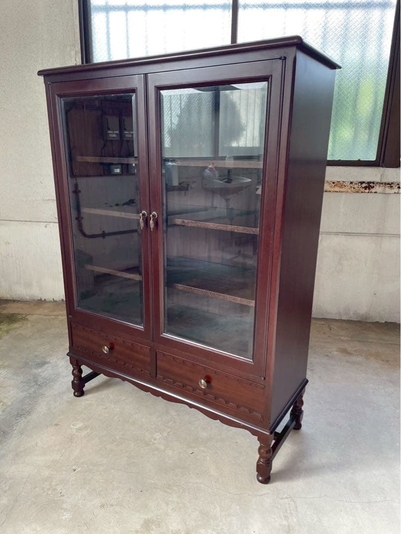 美品　英国　イギリス　アンティーク　キャビネット　キュリオケース　店舗　棚
