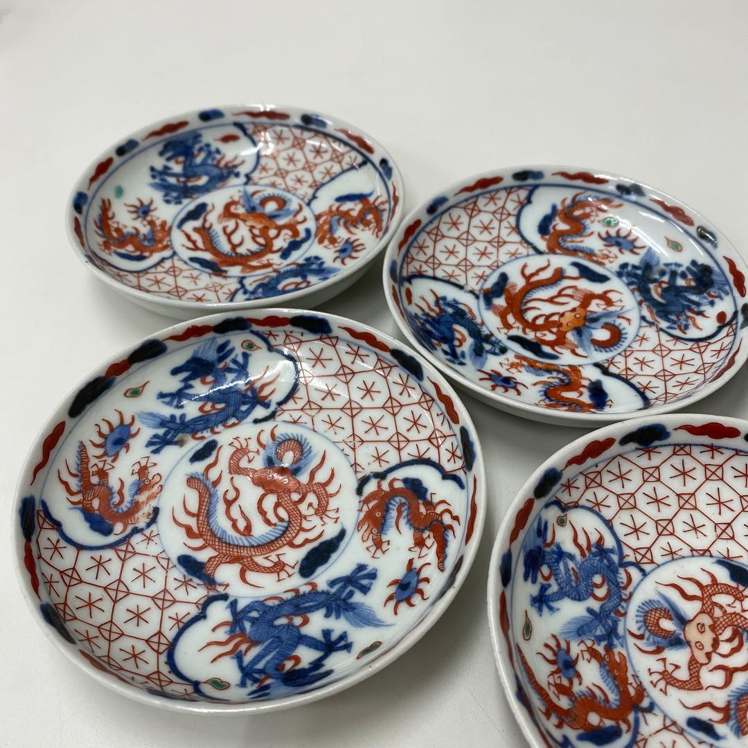 【骨董品】 手描き　色絵　小皿　萬暦年製　アンティーク　5枚皿セット