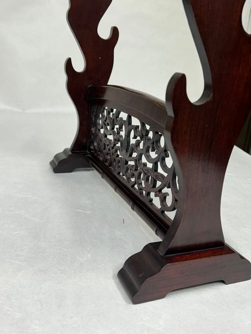 刀掛け　3本掛け　唐木？　日本刀