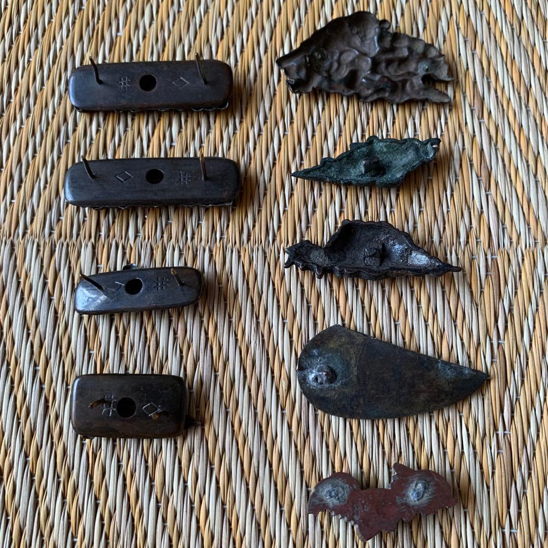 前金具 目貫 金工 人物 にわとり 9点