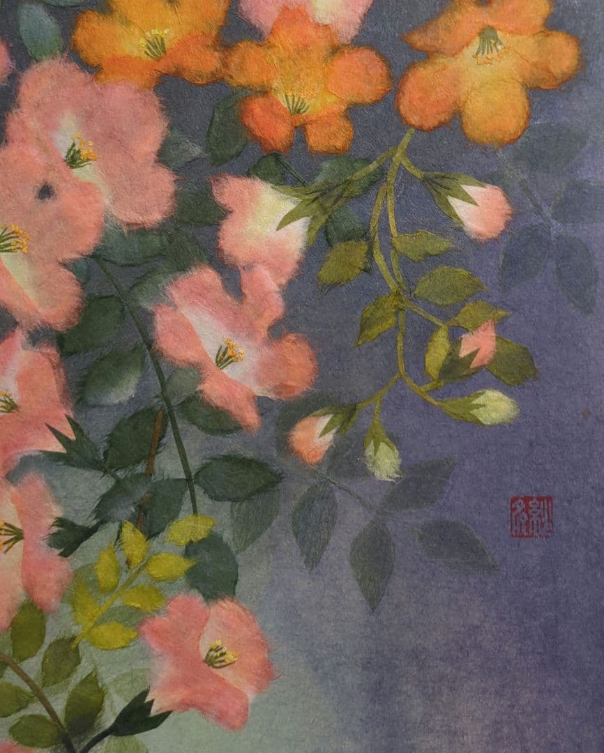 【ちぎり絵】「映(はえる)」　ノウゼンカズラ　ハンドメイド　(P 10)　彩りを