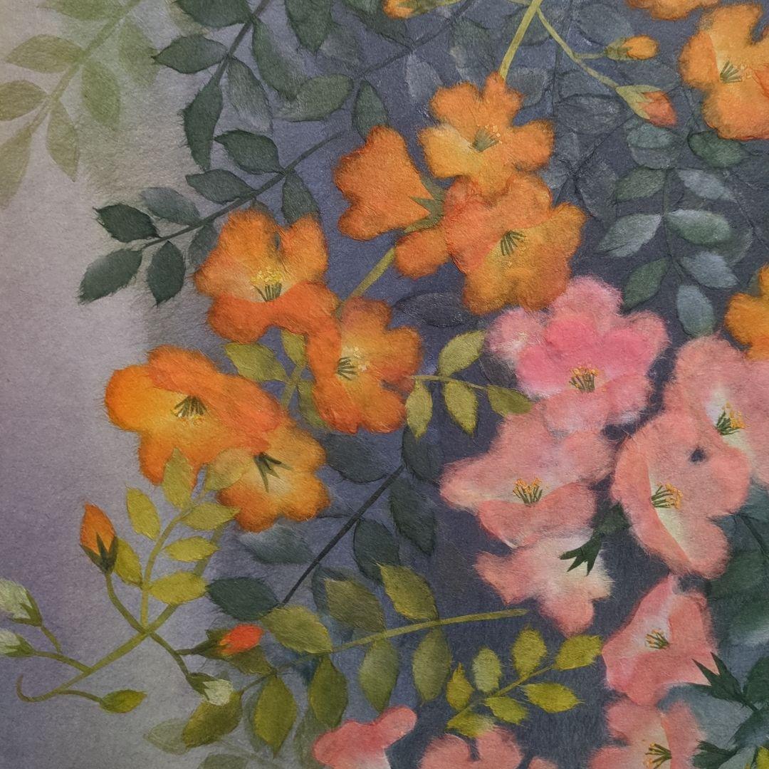 【ちぎり絵】「映(はえる)」　ノウゼンカズラ　ハンドメイド　(P 10)　彩りを