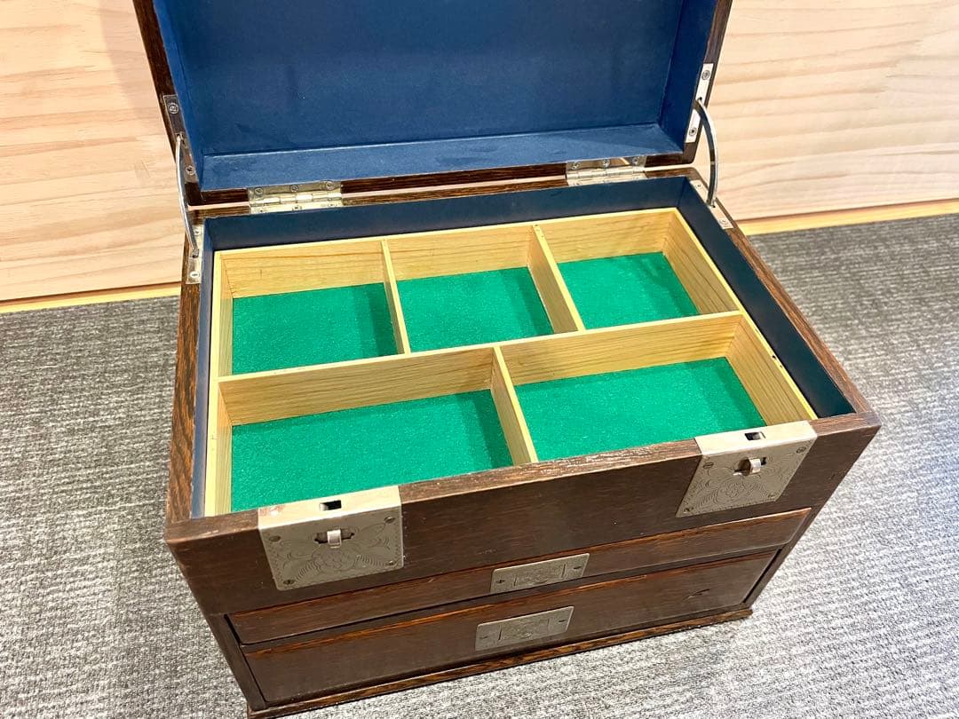 木製　薬籠　 和製　アンティーク　楢　薬箱　レトロ　古民具　引き出し　木箱