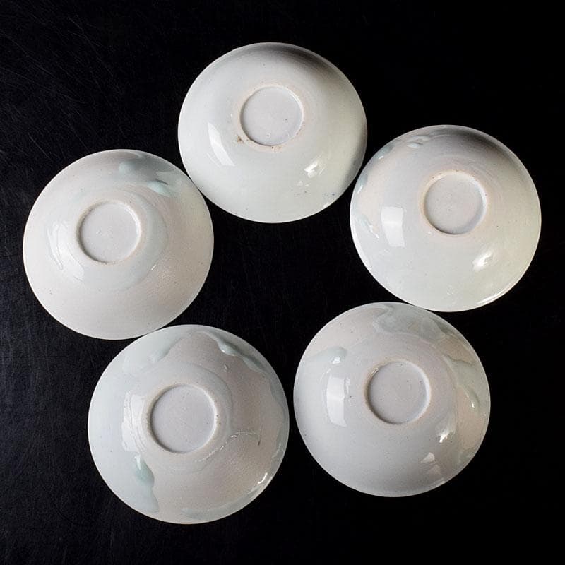 中国　南京染付　神獣文　小皿　豆皿　5客　時代箱付　C　R7810