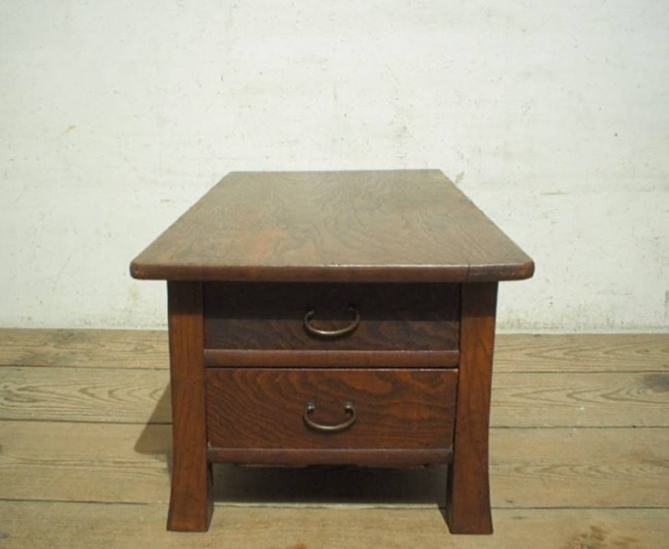 1080 アンティーク　両面収納のローテーブル　文机　陳列台　引き出し　レトロ