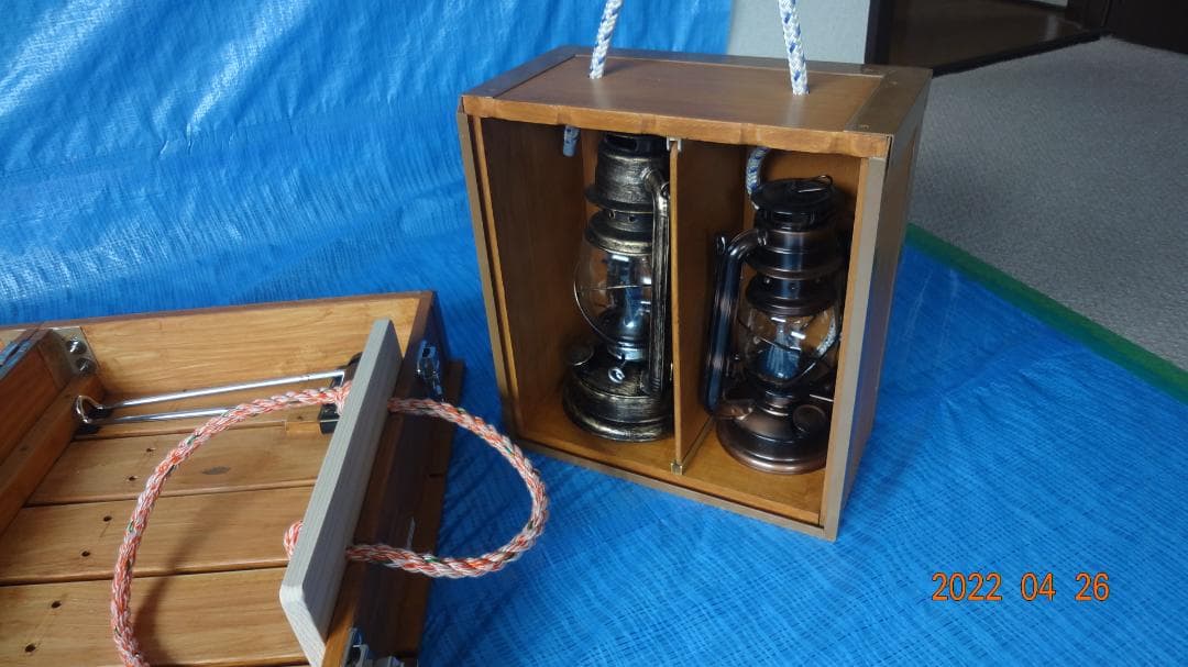 キャンプ用　防災用　折り畳みテーブル＆収納ケース　自作品