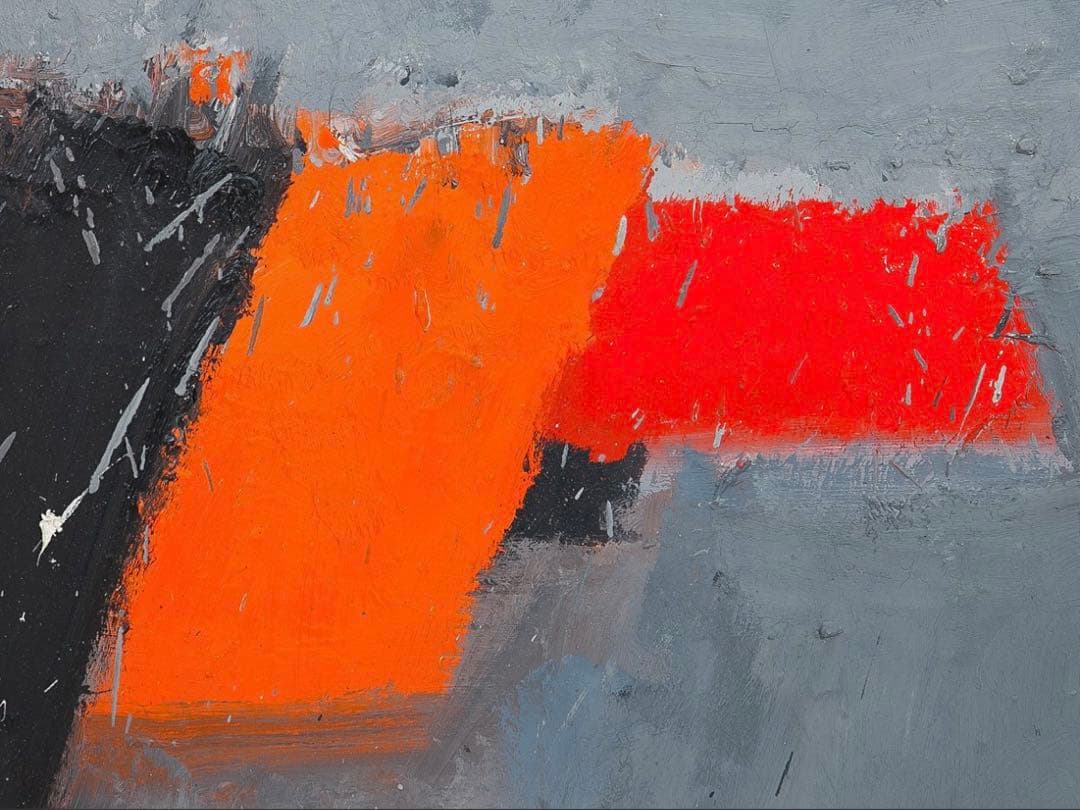 ヤニス・マルカントナキス 『港の風景 オレンジI』 油彩 キャンバス 額装