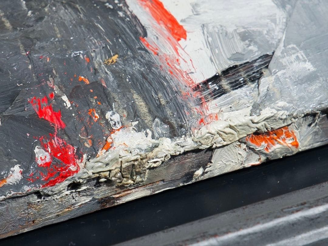 ヤニス・マルカントナキス 『港の風景 オレンジI』 油彩 キャンバス 額装