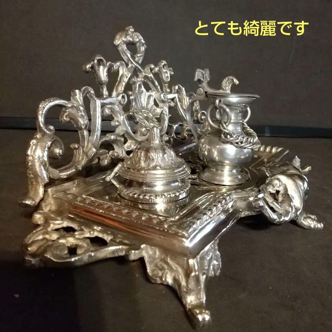 アンティークシルバープレート フランス製 ピッチャー英国製紋章、刻印 6ヶ所