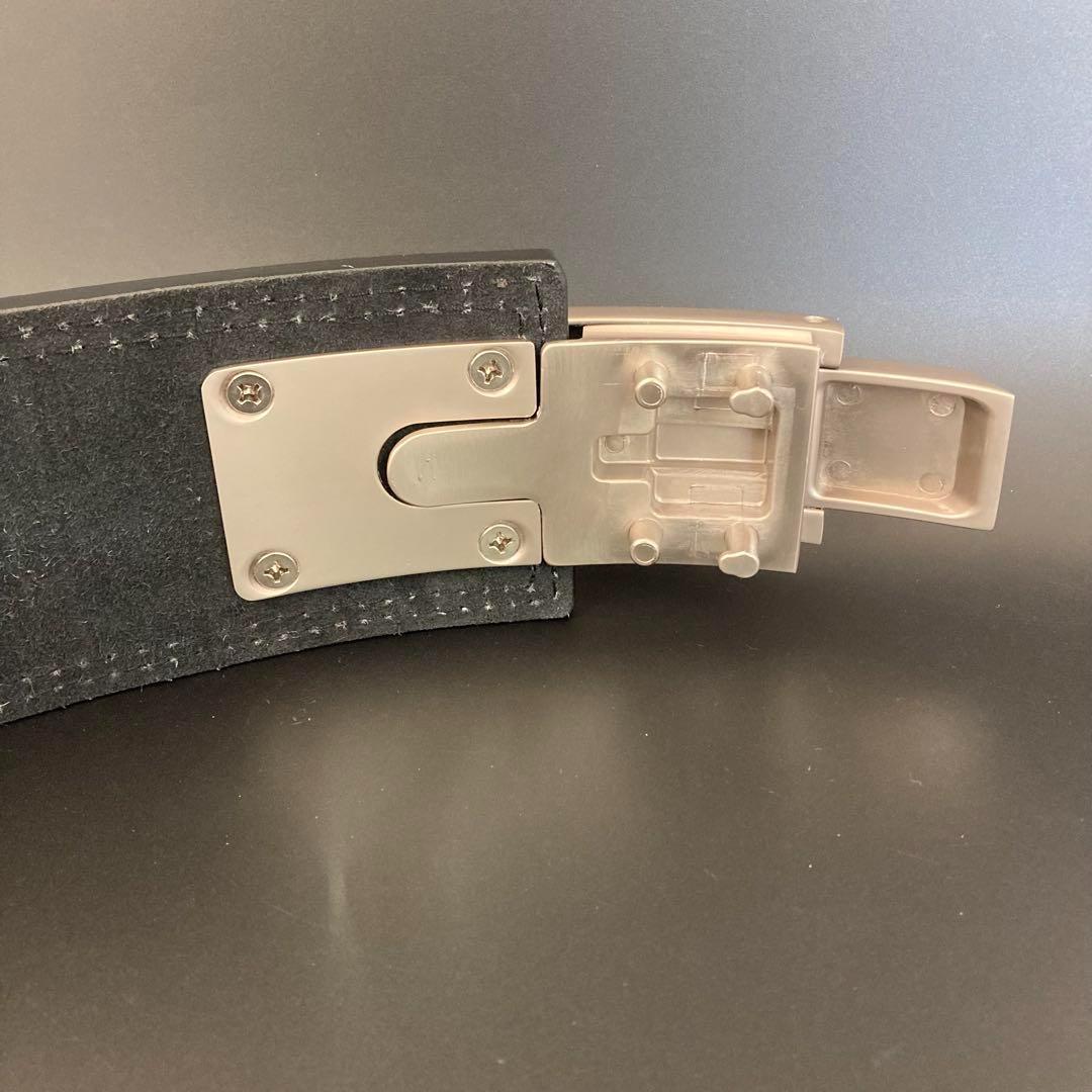 訳あり パワーリフティングベルト レバーアクション 本革 茶×マット銀 可変式