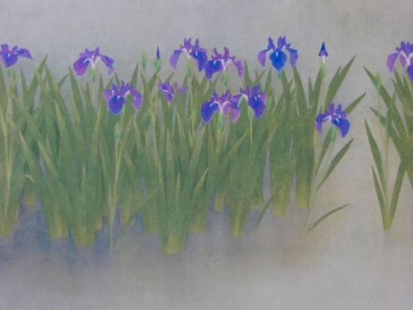 上村松篁「杜若」希少画集画、新品高級額、額装付、状態良好、油彩 風景