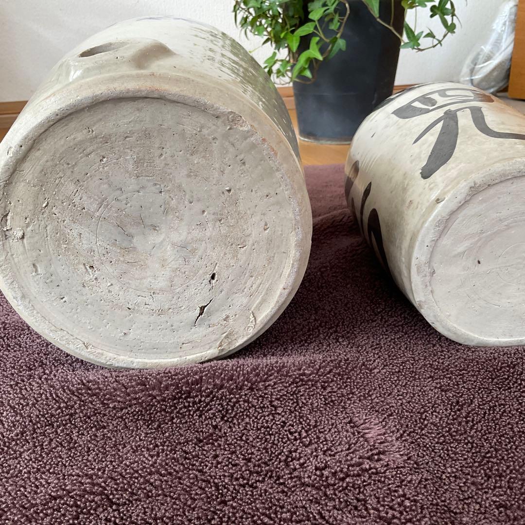 【骨董】陶器製 酒壺2点セット　徳利 酒器 酒瓶 酒壺 花瓶 アンティーク