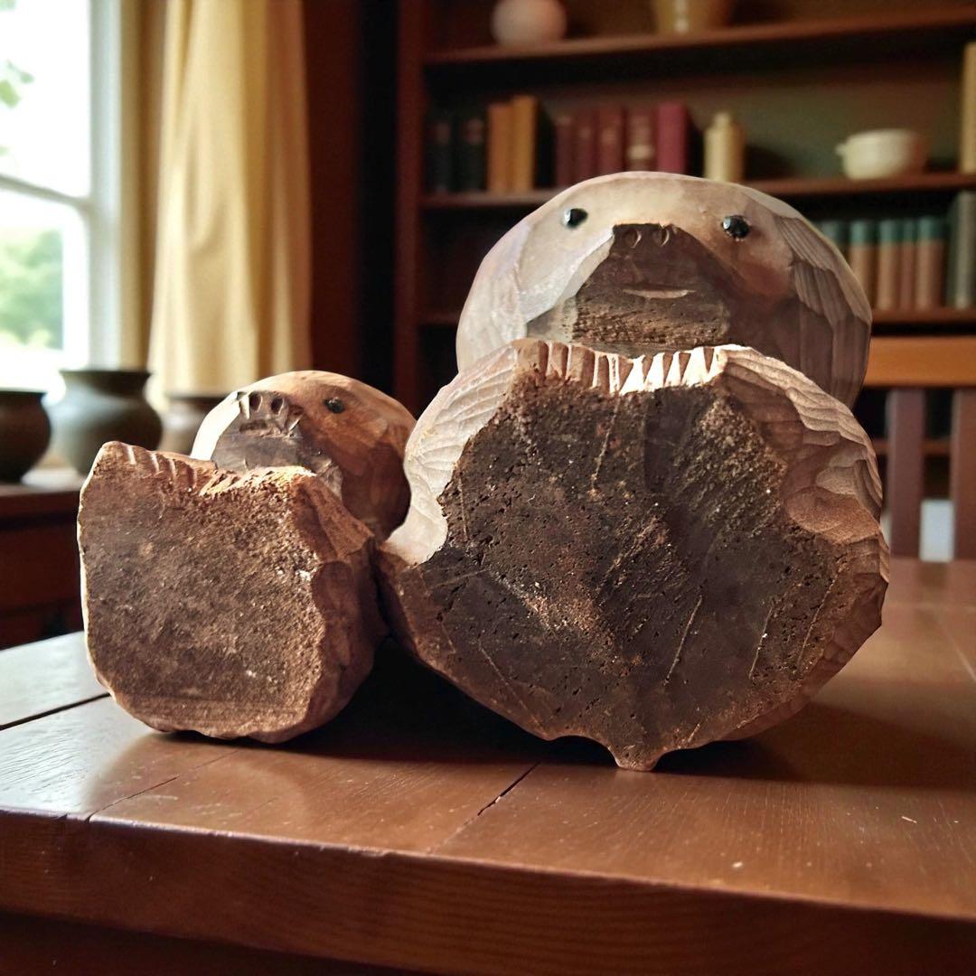 ガラス目 熊ボッコ×2 熊彫アイヌ民藝 ウポポイ オロッコ ウィルタ 郷土玩具