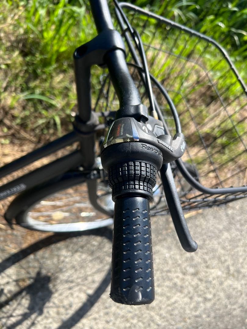 名古屋市内お届け無料黒いシティバイク 前カゴ・ライト付き26インチ