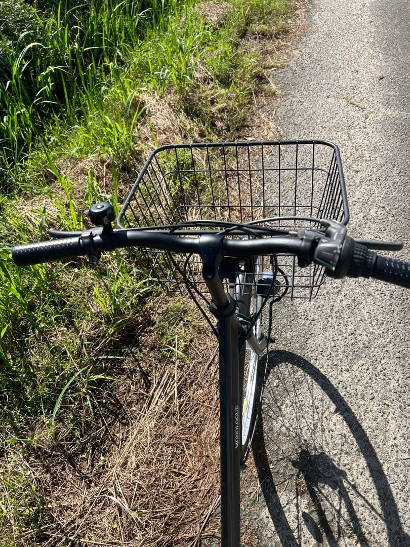 名古屋市内お届け無料黒いシティバイク 前カゴ・ライト付き26インチ