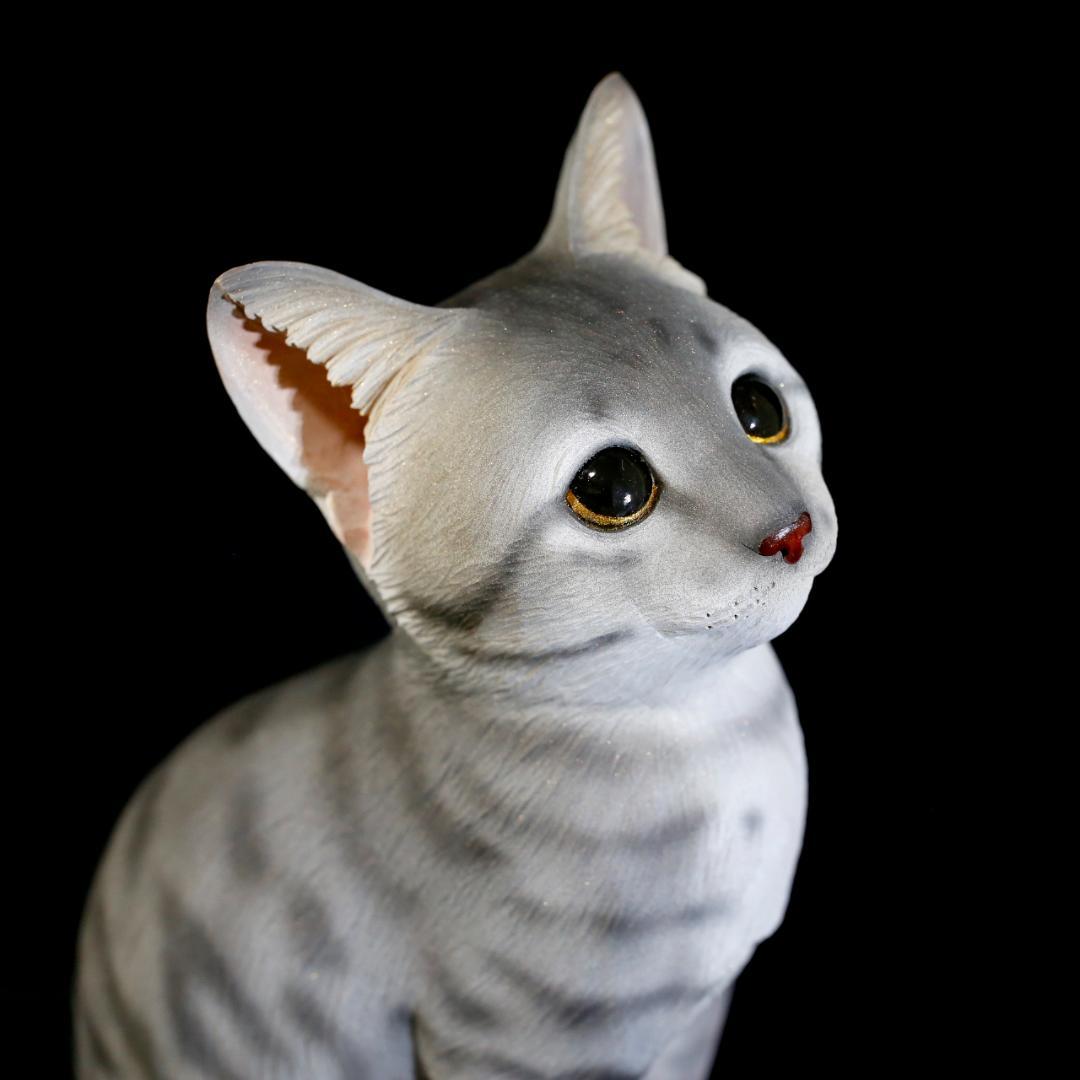 【レア美品】仔猫 子猫 長納魚竹 長納魚丈 彫刻 ネコ置物 箱あり 送料込み