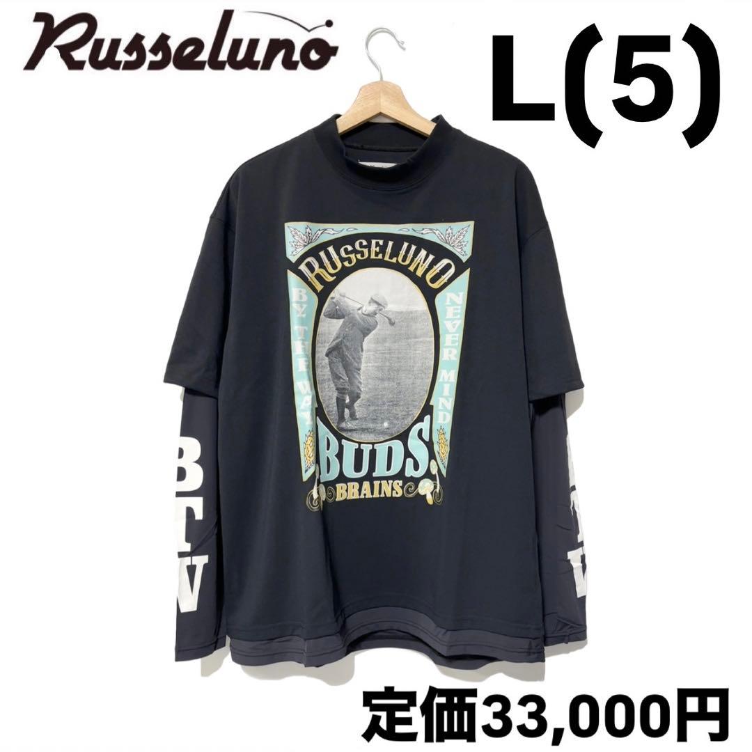ラッセルノ ゴルフ レイヤード プリント モックネック L/S ブラック L 5