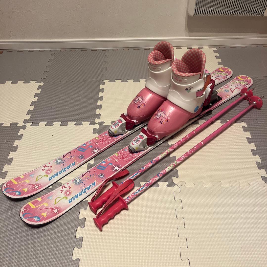 KAZAMA スキー板 106㎝　ストック ブーツ　4点セット　マリーちゃん