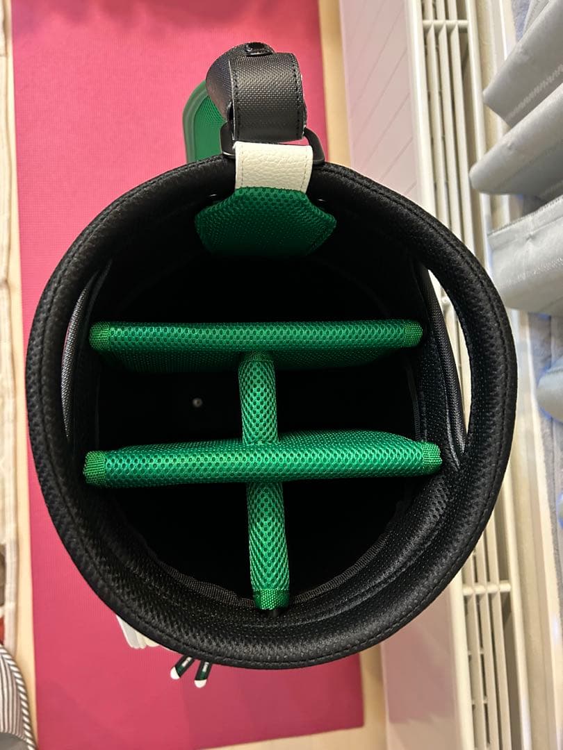 【美品】BEAMS GOLF ツアープロキャディバッグ ホワイト/グリーン