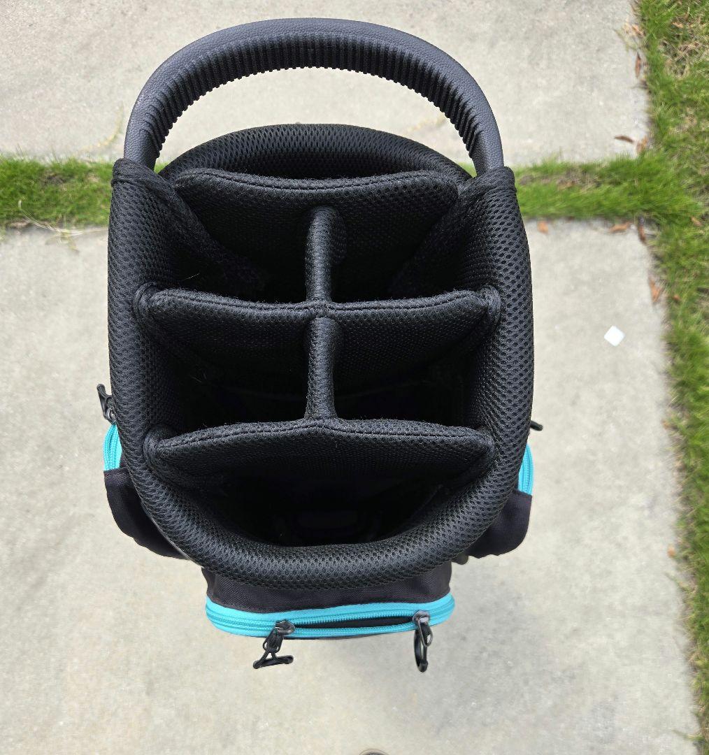 アルビチオARCHIVIOキャディバッグ ブラック/ターコイズ、フードカバーなし