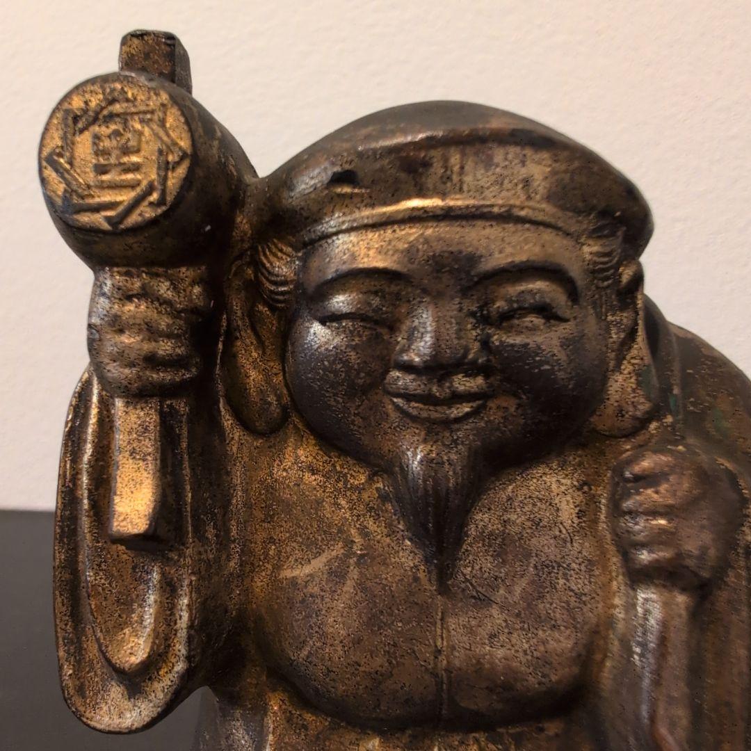 珍品　戦前　日本生命販促用・記念品　貯金箱　大黒天　金属製