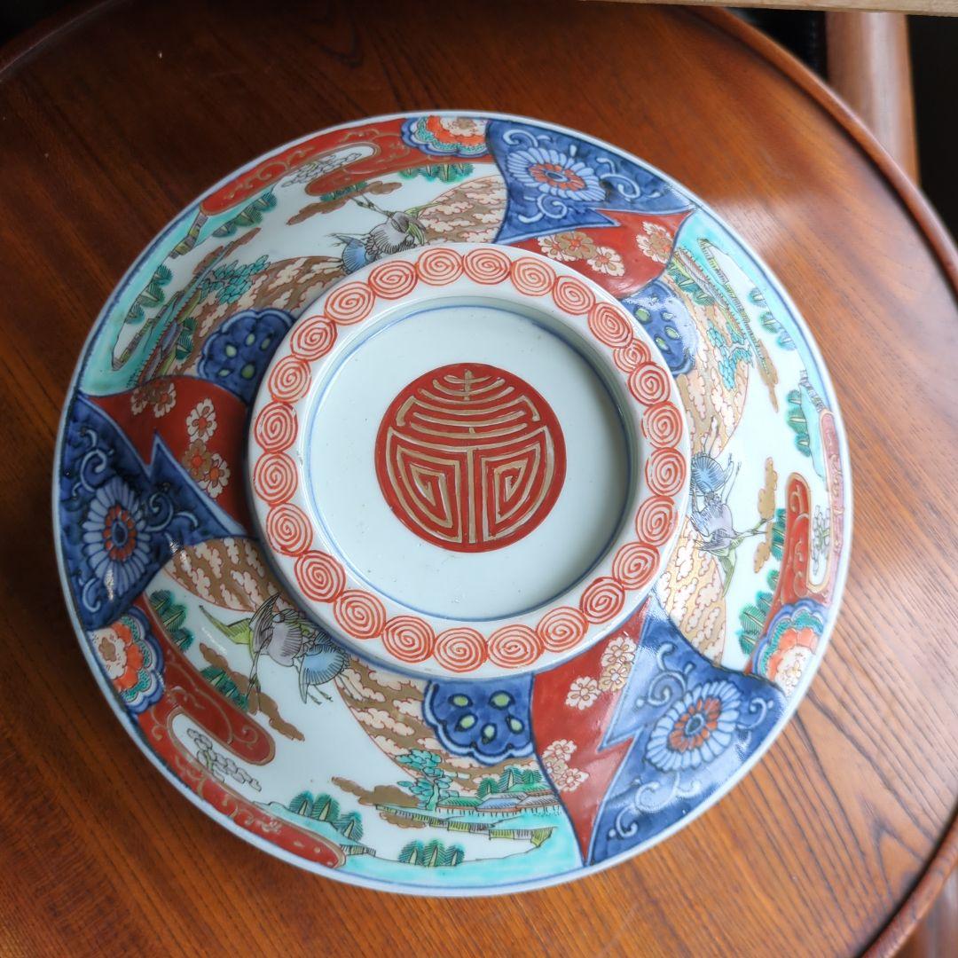 骨董 伊万里 染錦 蓋付き 器 大平 壽 縁起柄 アンティーク 美品 食籠