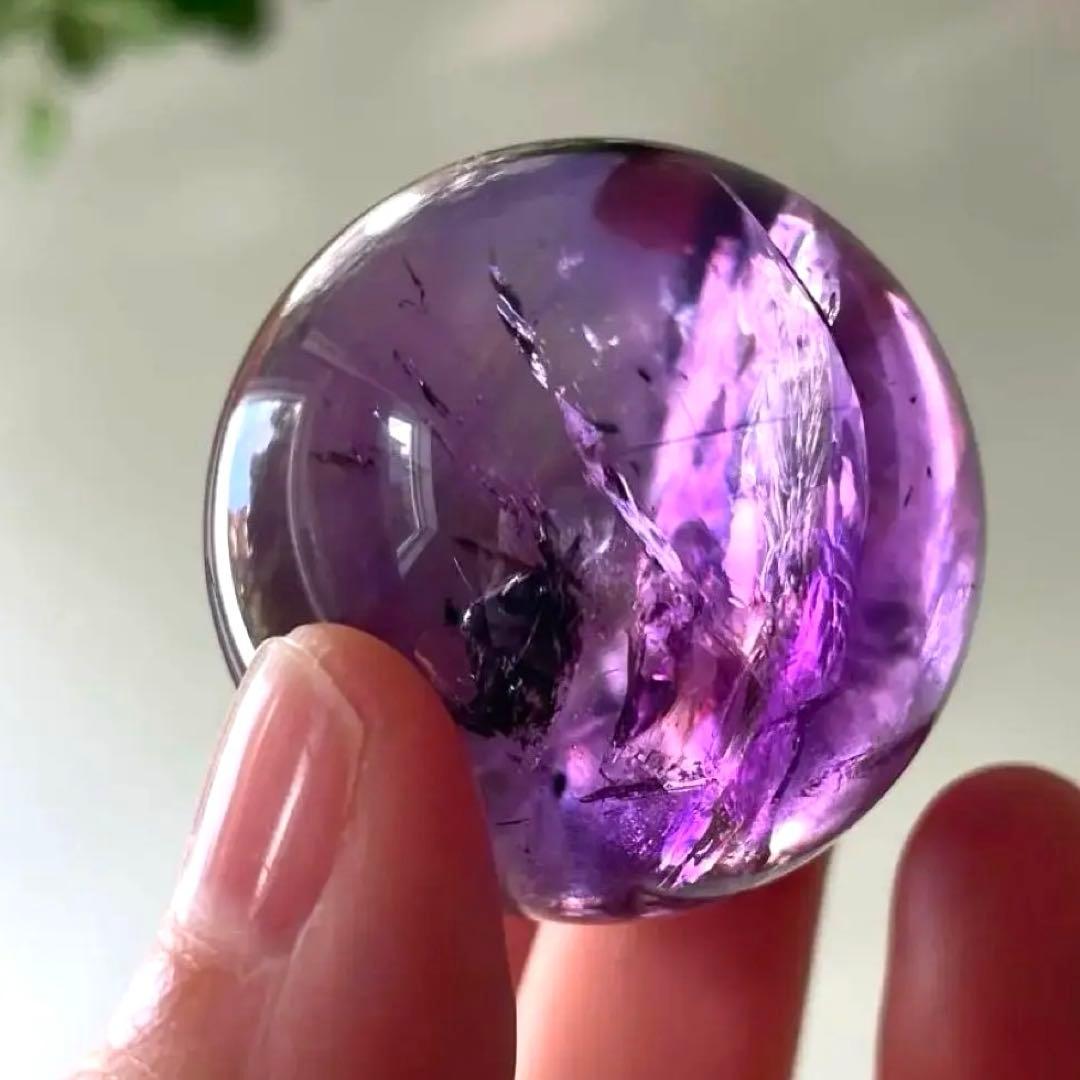 アメシスト　スフィア　高品質　3.7㎝　虹　ファントム　amethyst