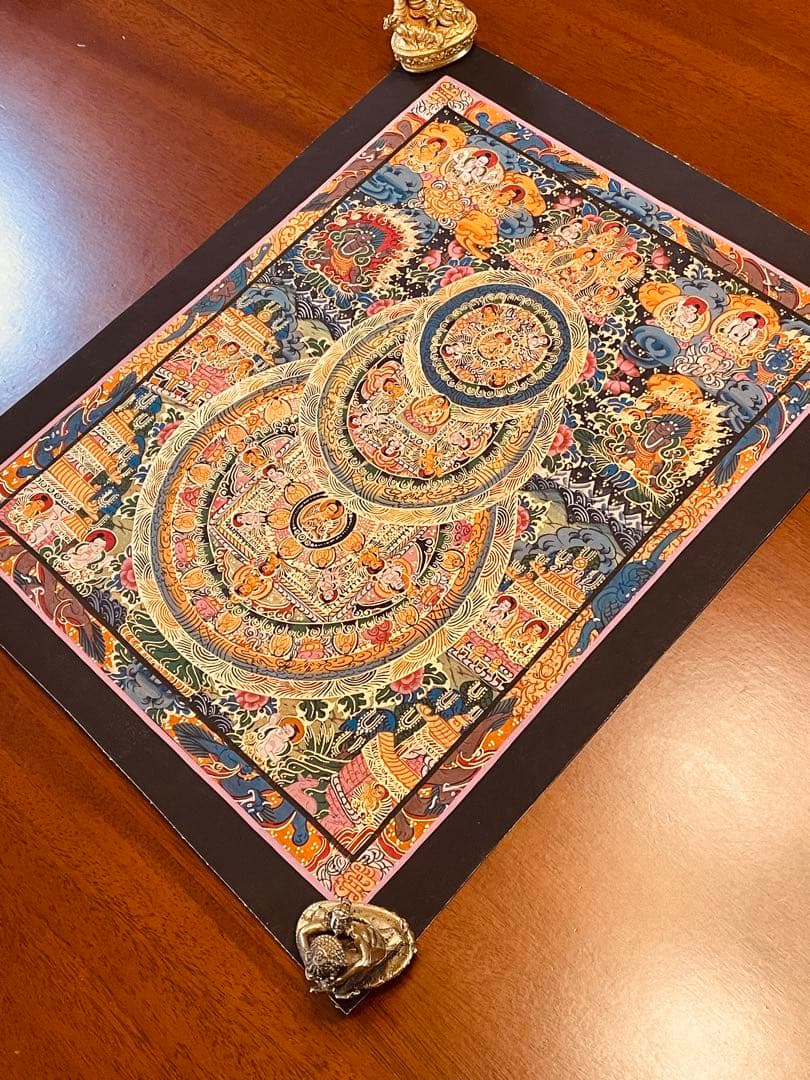 チベット密教 手描き曼荼羅（マンダラ）タンカ 新品・一点物 肉筆画 D4