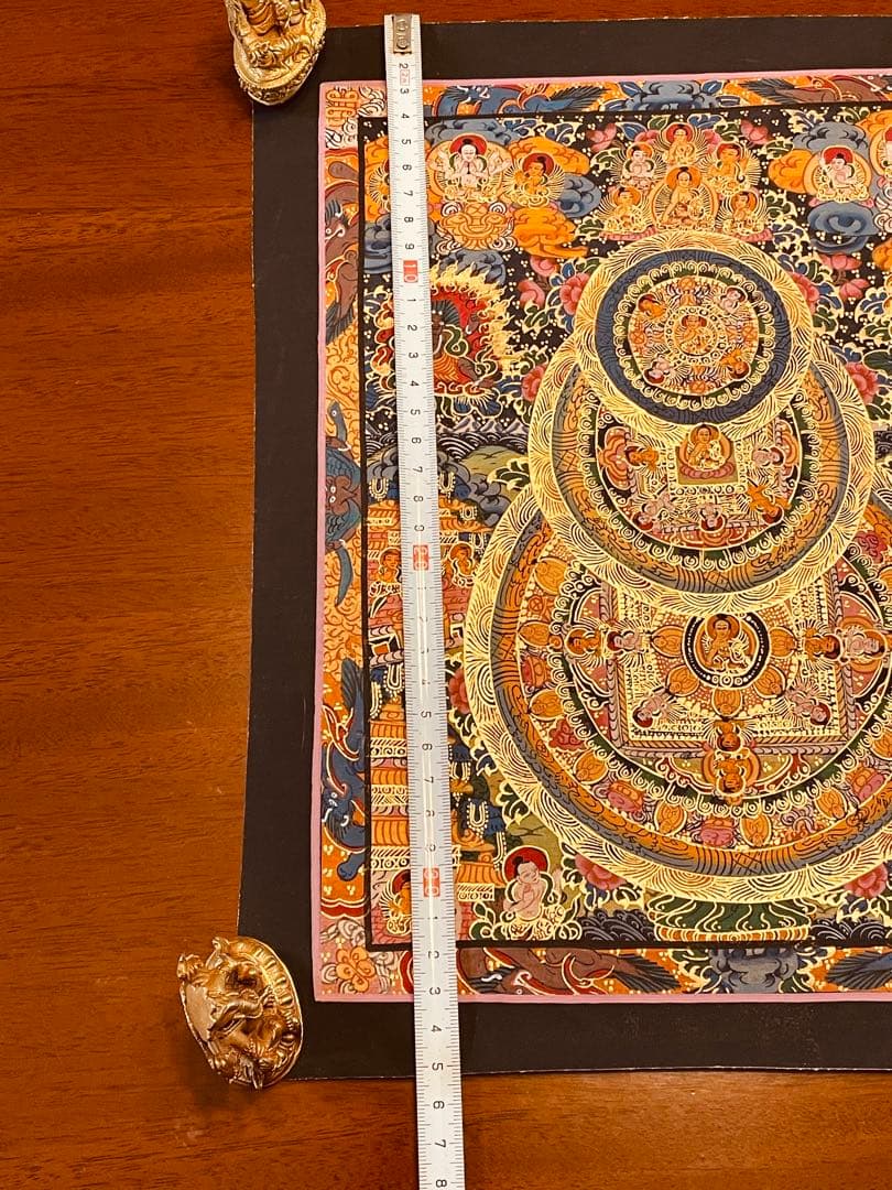 チベット密教 手描き曼荼羅（マンダラ）タンカ 新品・一点物 肉筆画 D4