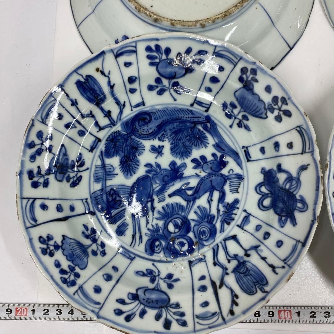 専用　中国明時代　古染付　七寸皿　7枚　チヒコ　東さ6-1201③