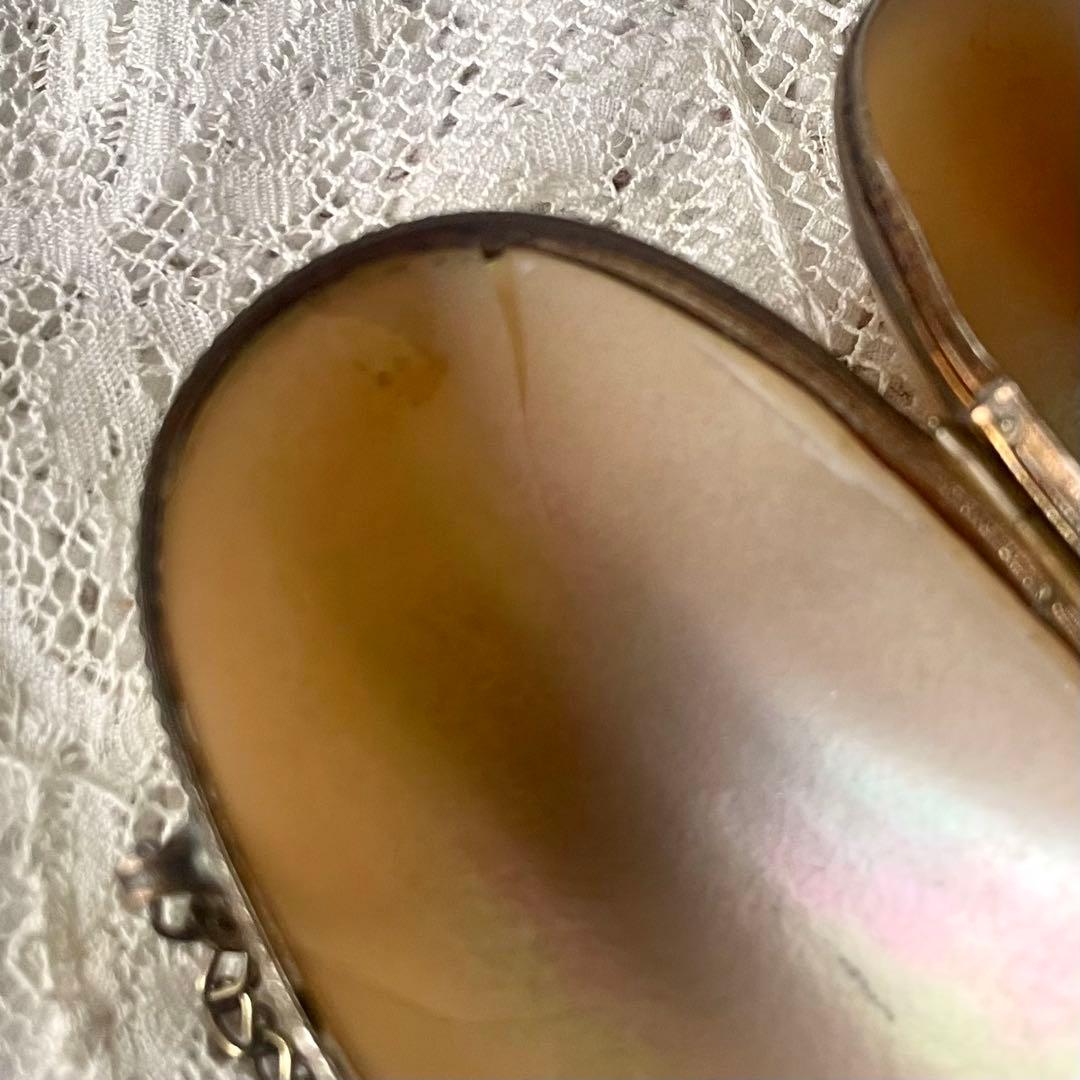 チェーン付きマザーオブパールロザリオケース大　フランスアンティーク　MOPドール