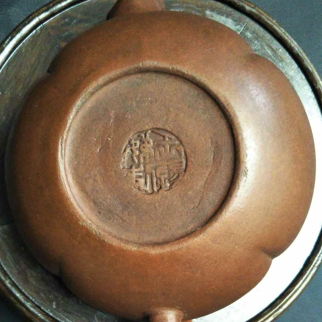 ※中国古美術/朱泥紫砂梅型茶壺/(底款有り)