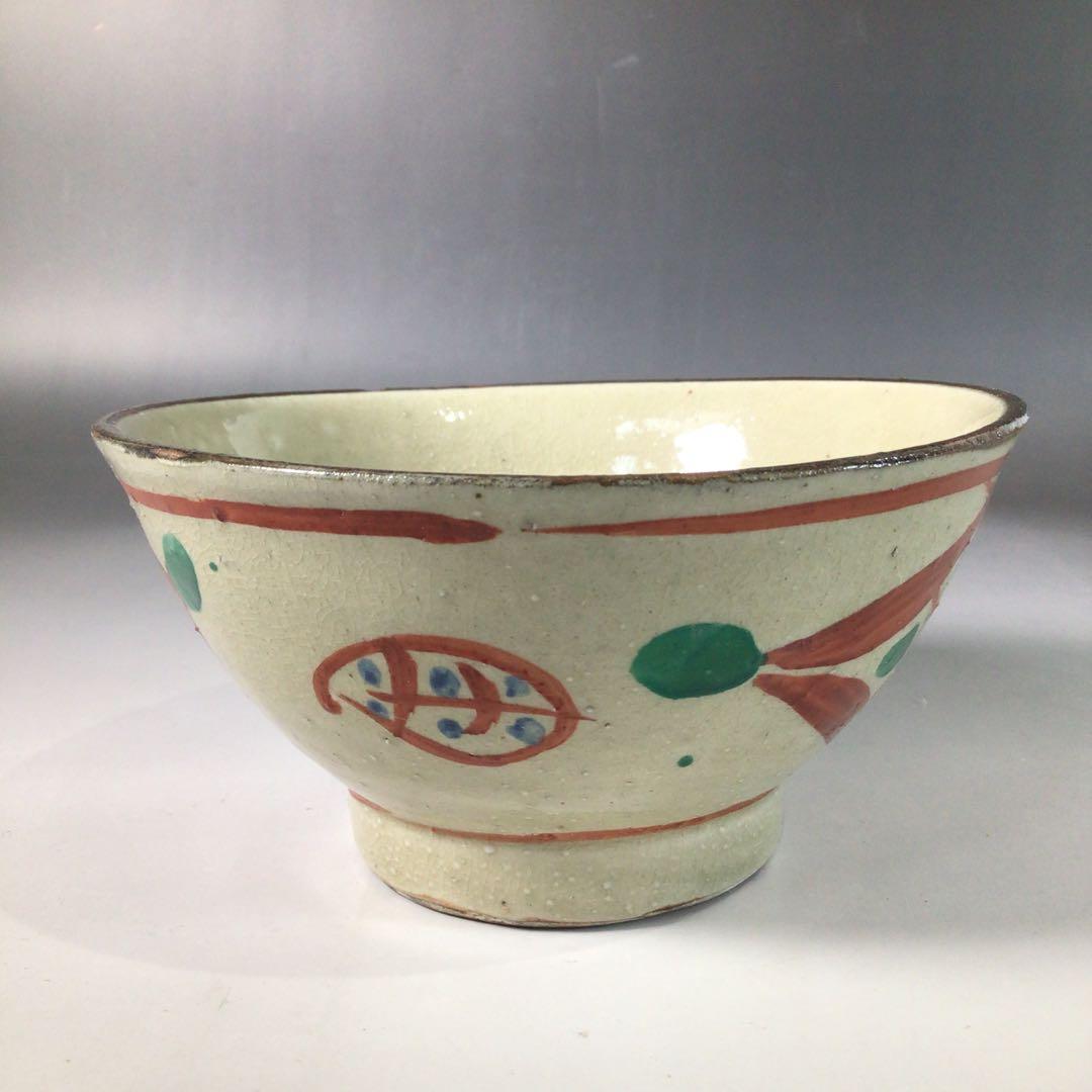 Ｓ１１５　茶碗　『琉球焼』『小橋川仁王造』『赤絵茶碗』　抹茶碗　共箱　茶道具