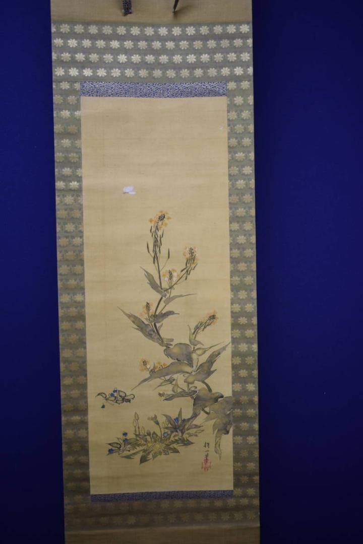 模写/酒井抱一/花蝶図/絹表装/布袋屋掛軸HG-231