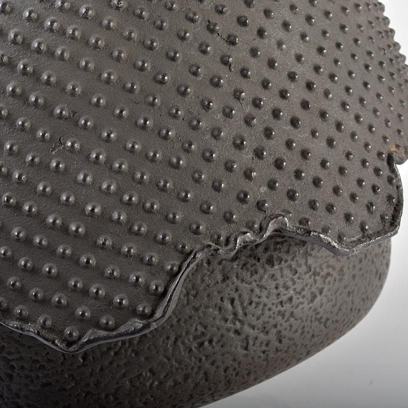 茶道具　那古野釜　釜師　伊藤宝斉作　霰文　尾垂釜　共布共箱　M　R6230B