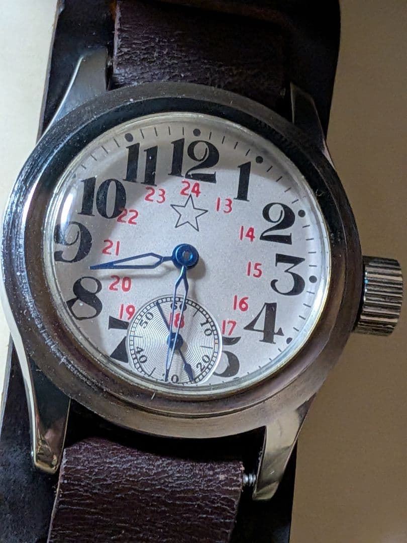 日本軍　陸軍　将校　腕時計　防塵　防湿　二重ガラス　レプリカ　電池式　　可動