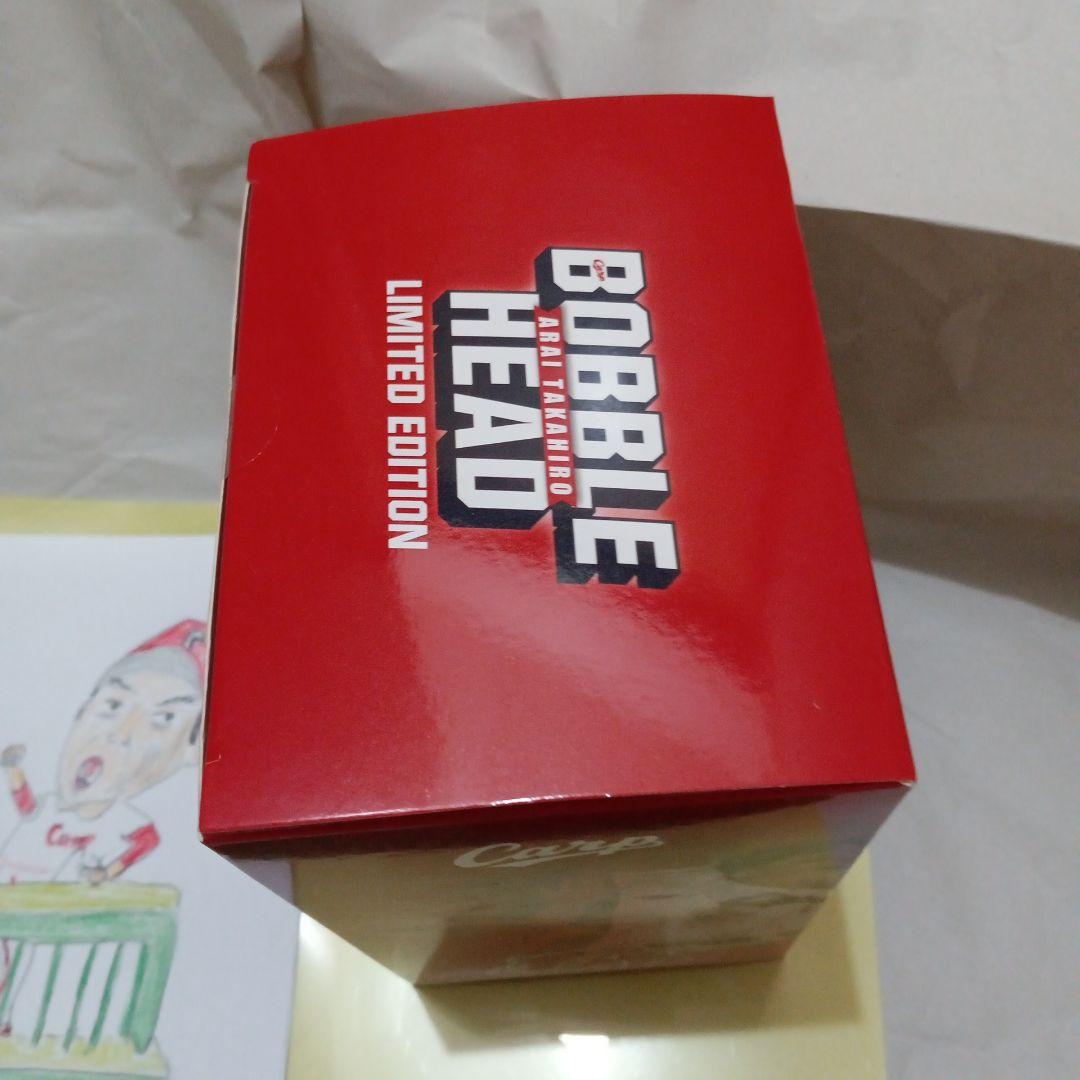 【カープ】新井貴浩監督ボブルヘッド人形　と　人形の絵（へたうまアーティスト作）