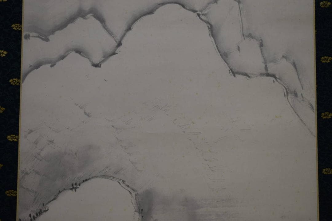 真作/野田九浦/冬景山水図/絹表装/布袋屋掛軸HH-395