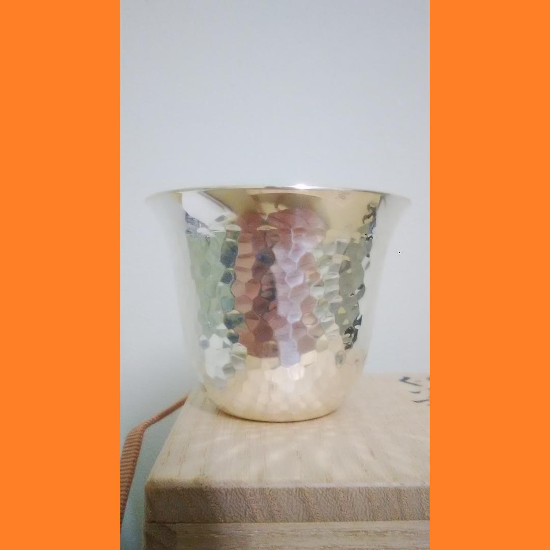 人間国宝 奥山峰石 純銀 ぐい呑 紫陽花 銀製 グラス silver 杯